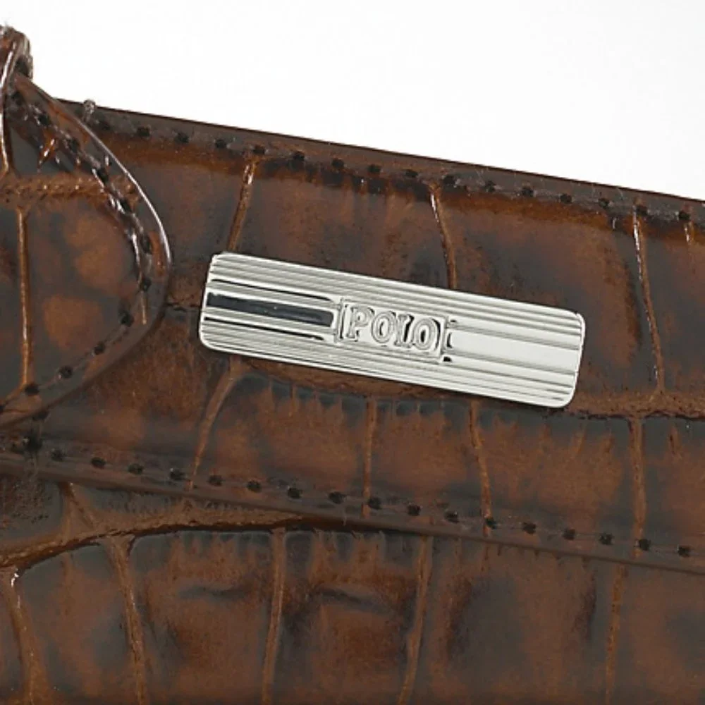 Polo Ralph Lauren Brown Croc Embossed Leather Belt